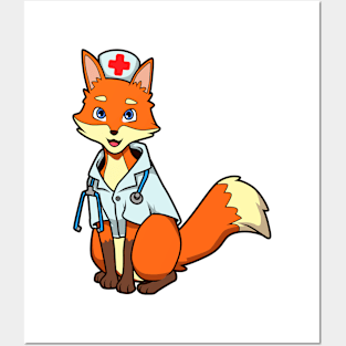 Cartoon fox nurse Posters and Art